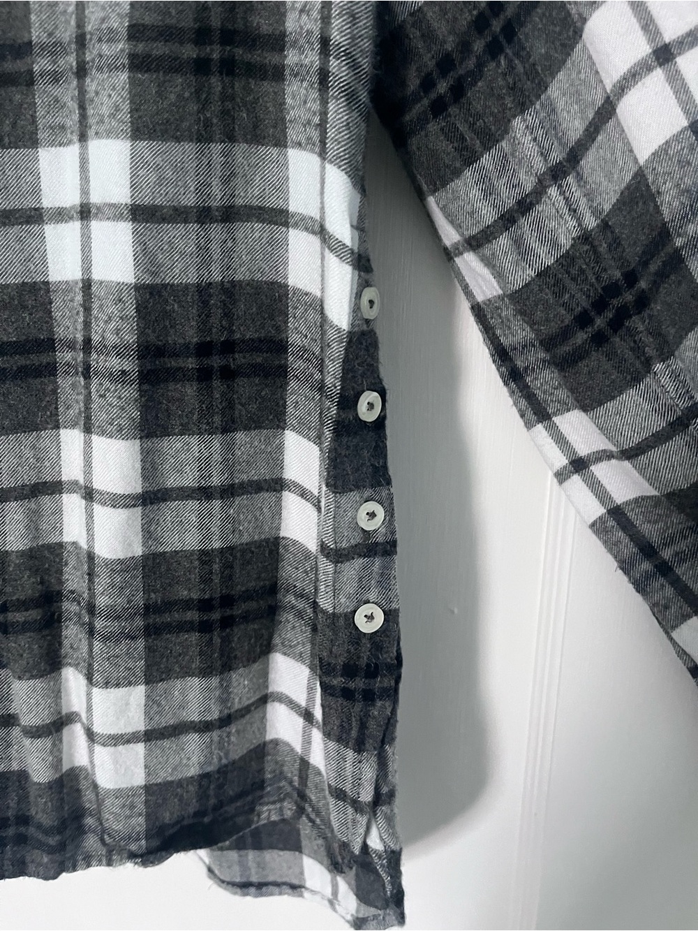 Talbots Black and White Plaid Button-Front Super Soft Flannel Tunic - Picture 5 of 6